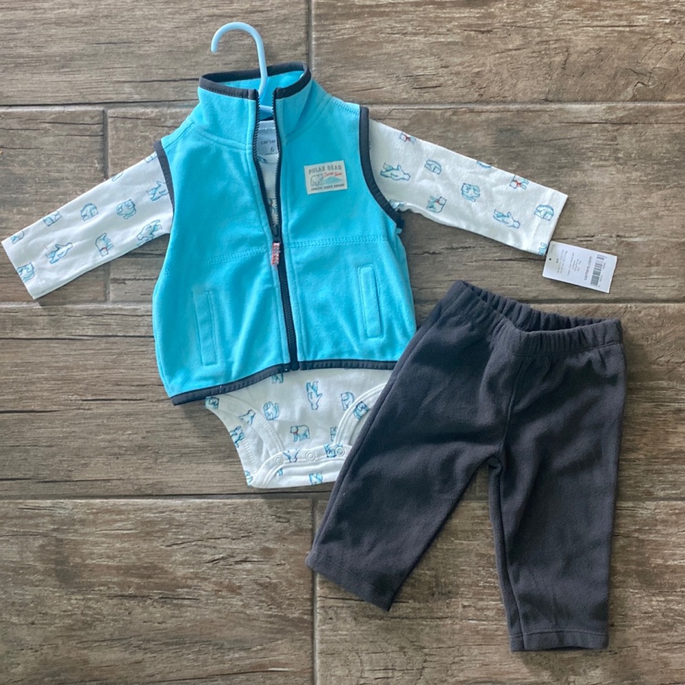 Carter’s Polar Bear Fleece 3 Piece Set - Picture 1 of 4